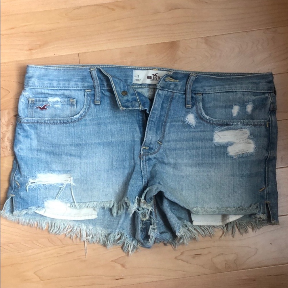 Hollister light wash high waisted shorts